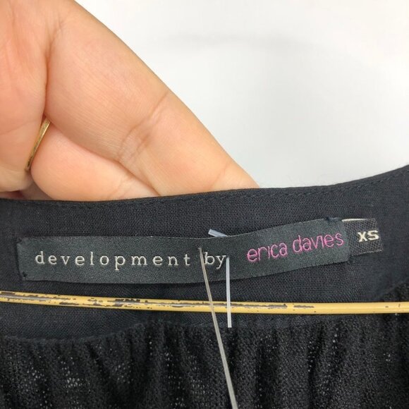 NWT Erica Davies Wool Gauze Short Puff sleeve Black Mini Dress with satin hem XS - Picture 3 of 16